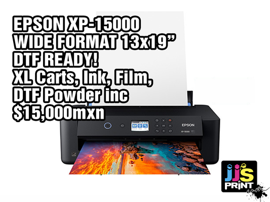 EPSON XP15000 DTF Ready! Printer, XL Carts, DTF Ink, DTF Powder, A4 DTF Films, inc.