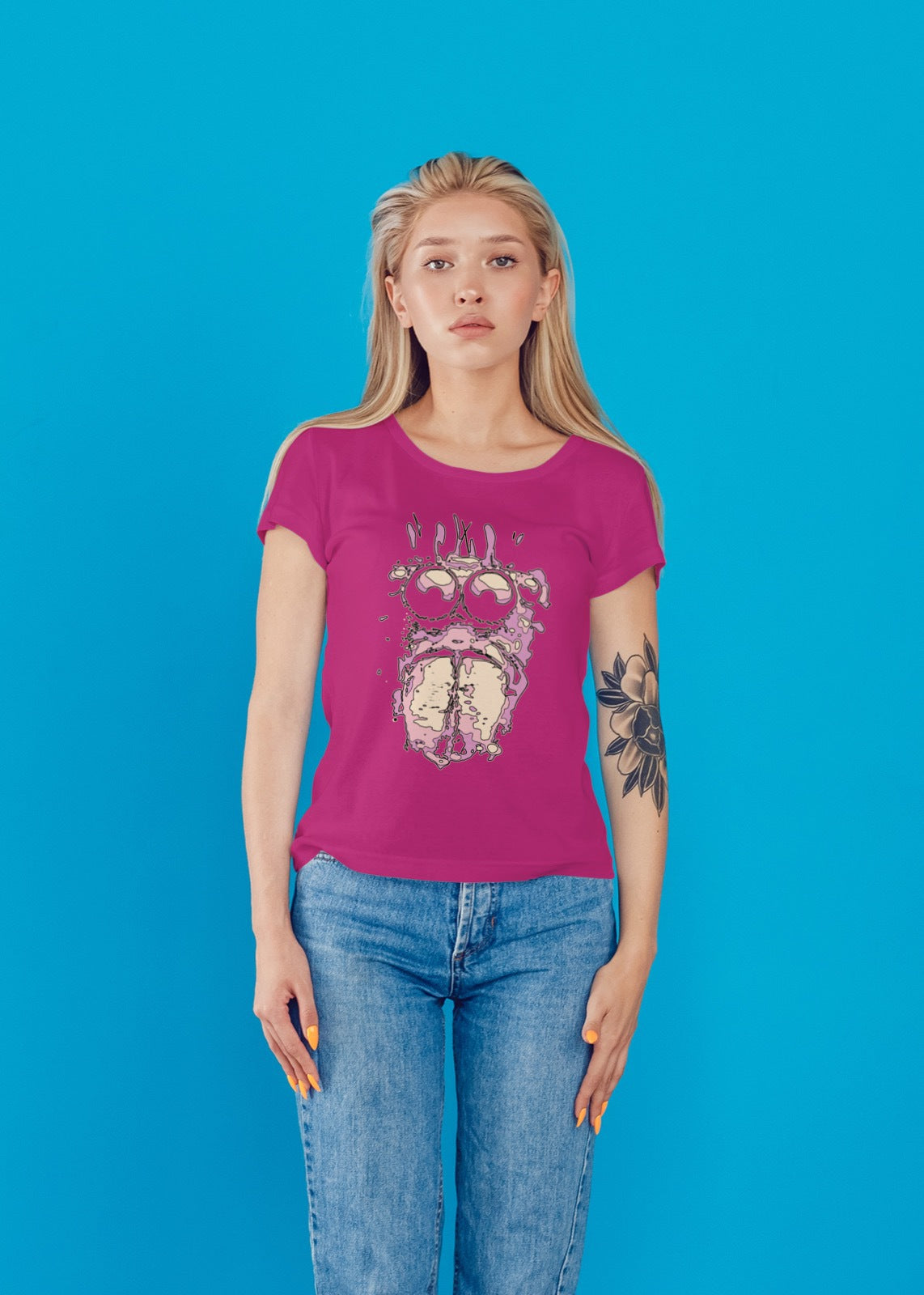 Macro Jumping Spider T-Shirt - Signature Design 004-Retro Pink Womens