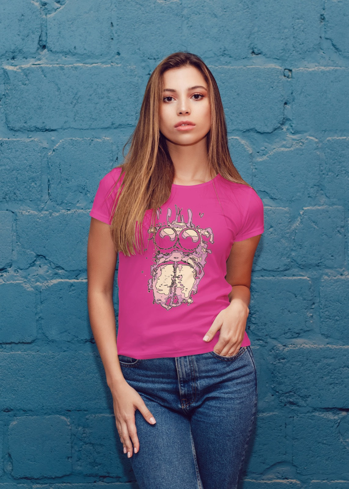 Macro Jumping Spider T-Shirt - Signature Design 004-Retro Pink Womens