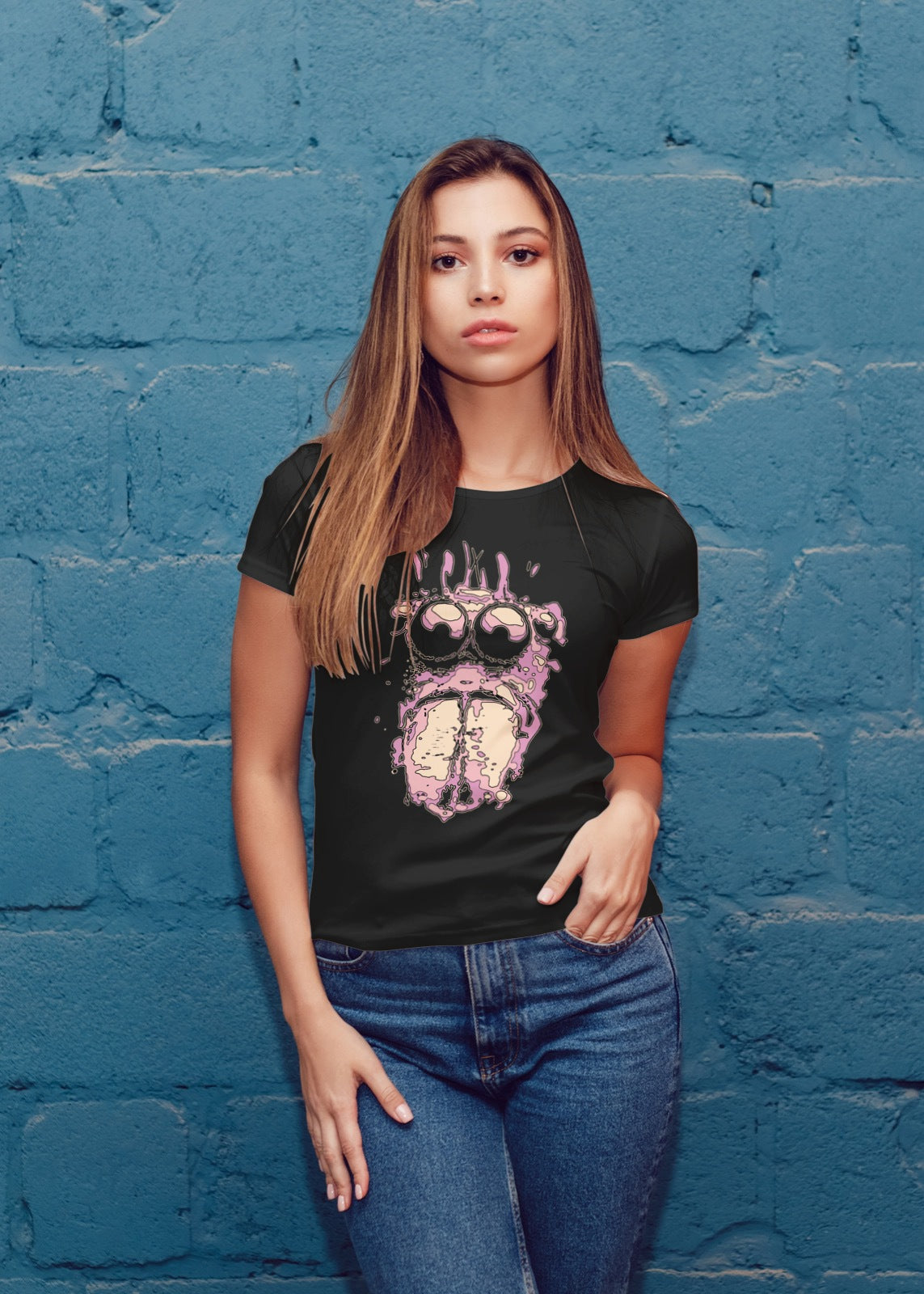 Macro Jumping Spider T-Shirt - Signature Design 004-Retro Pink Womens