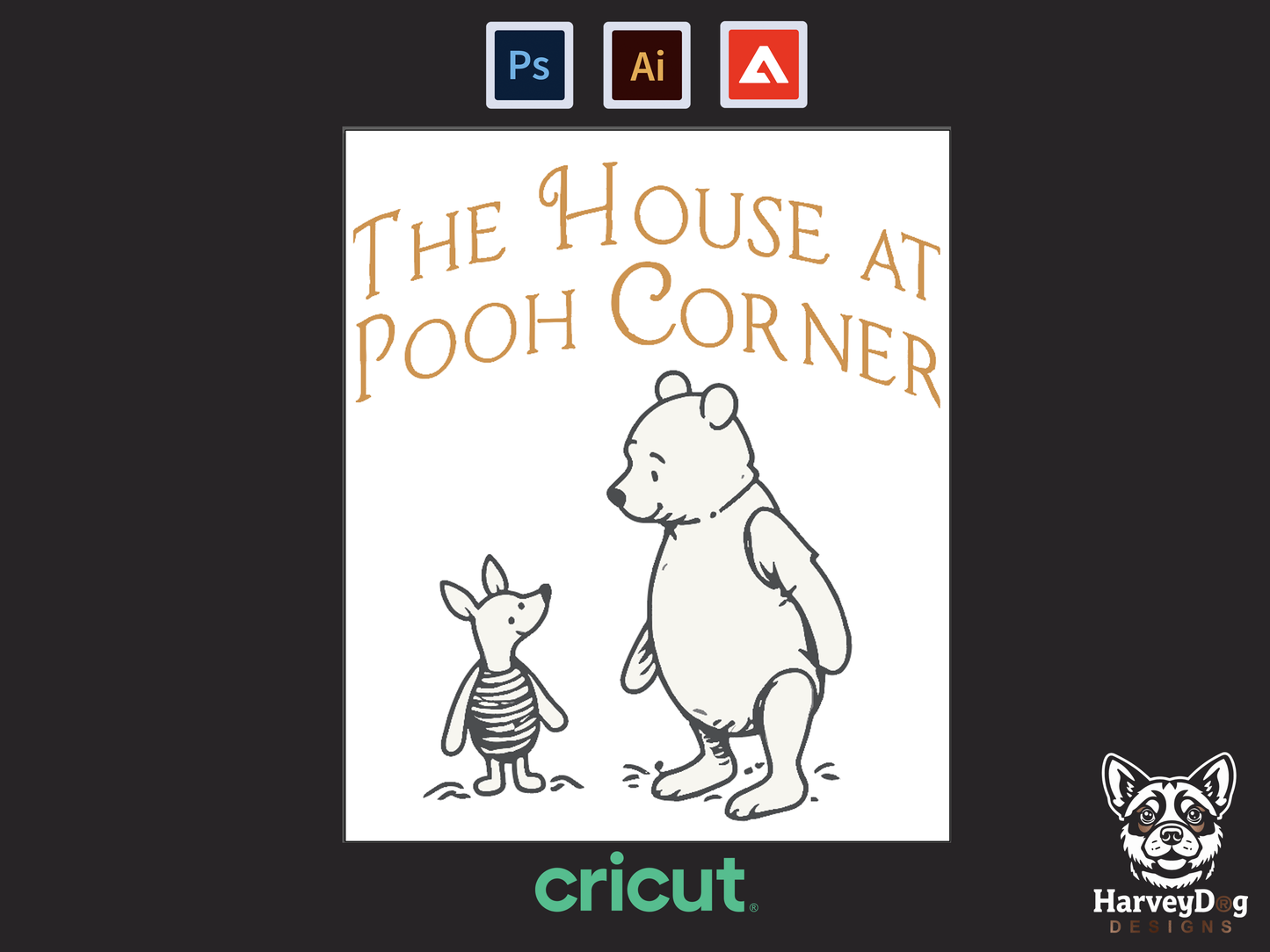 The House At Pooh Corner - Lovely Winnie the Pooh Illustration, Print Download DTF DTG HTV