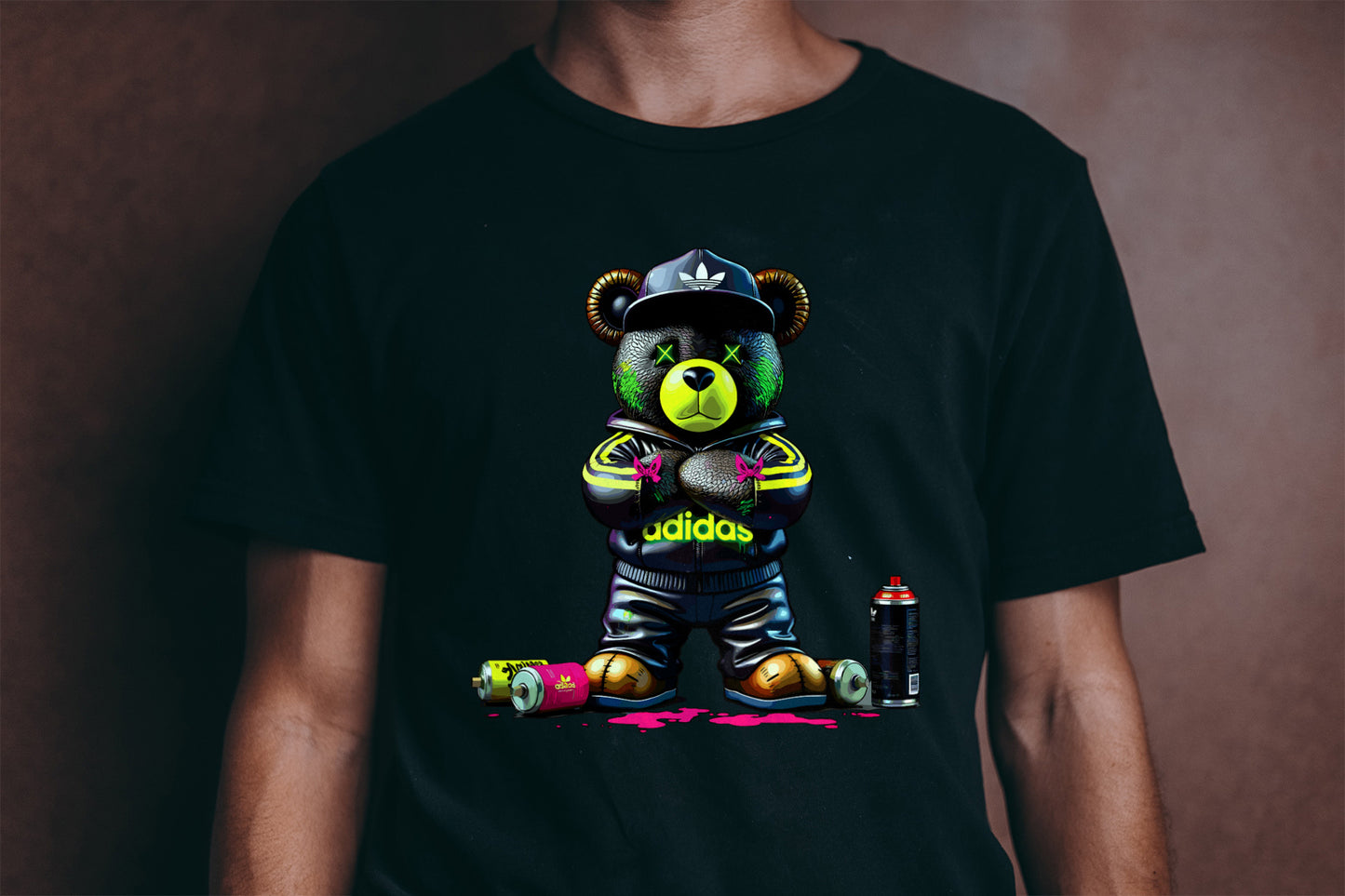 Urban Teddy Bear T-Shirt Design HipHop Hoody Sweatshirt Sweater Design Create Print Garment DTF Cricut - 300dpi AI File .PNG Download